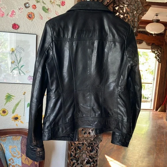 Guess Black Leather Motorcycle Jacket - Picture 10 of 10